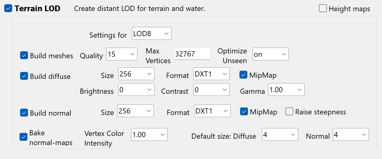 Terrain LOD Settings - Level 8